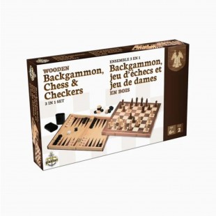 Gladius - Backgammon, jeux d’échecs et de dames en bois – Ensemble 3-en-1